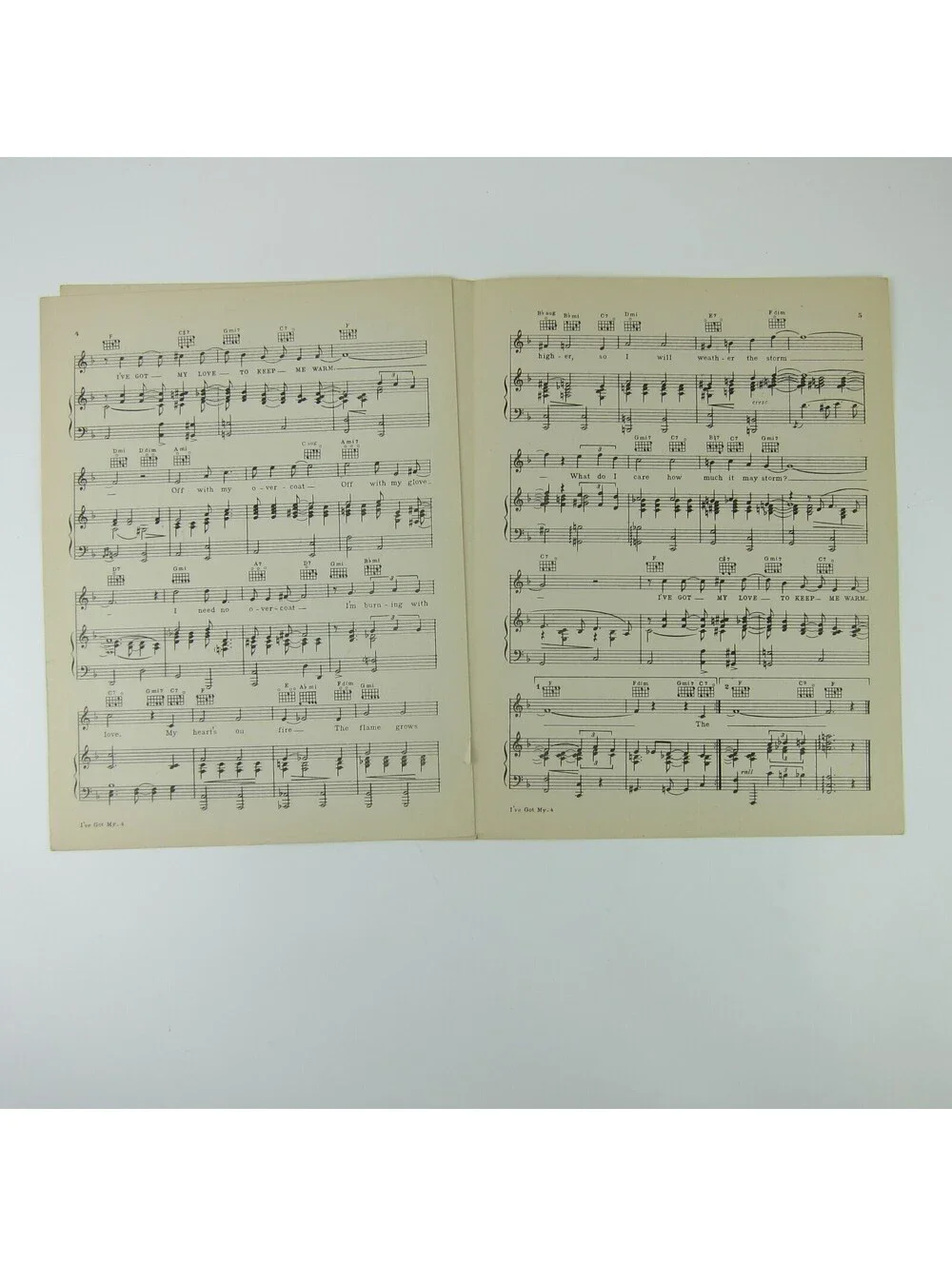 Sheet Music I've Got My Love To Keep Me Warm On The Avenue Film Vintage 1937